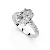Oval Classic Four-Prong Pavé Lab-Grown Diamond Engagement Ring