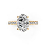 Oval Classic Four-Prong Pavé lab-grown diamond ring in yellow gold