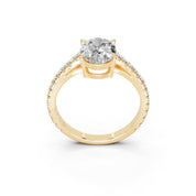 Oval Classic Four-Prong Pavé lab-grown diamond ring in yellow gold