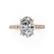 Oval Classic Four-Prong Pavé lab-grown diamond ring in rose gold