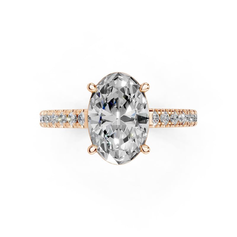 Oval Classic Four-Prong Pavé lab-grown diamond ring in rose gold