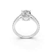 Oval Classic Four-Prong Pavé lab-grown diamond ring in white gold / platinum