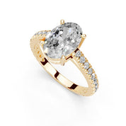 Oval Classic Four-Prong Pavé lab-grown diamond ring in yellow gold
