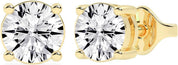 Gold-plated round diamond studs, angle view