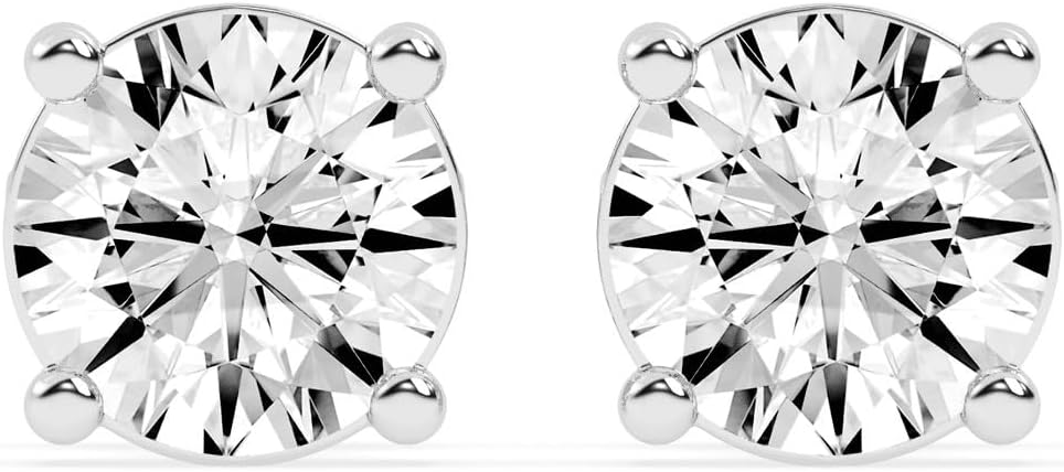 Round lab-grown diamond studs in sterling silver