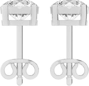 Sterling silver diamond stud with push back, side view