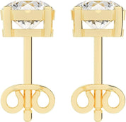 Gold-plated diamond stud with push back, side view