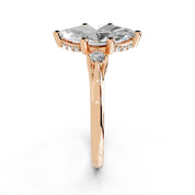 Marquise Petite Side Stone Solitaire lab-grown diamond ring in rose gold