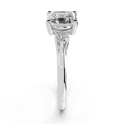 Asscher Petite Side Stone Solitaire lab-grown diamond ring in white gold / platinum