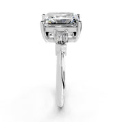 Radiant Tapered Baguette Three-Stone lab-grown diamond ring in white gold / platinum