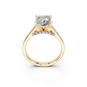 Princess Hidden Pavé Cathedral lab-grown diamond ring in yellow gold
