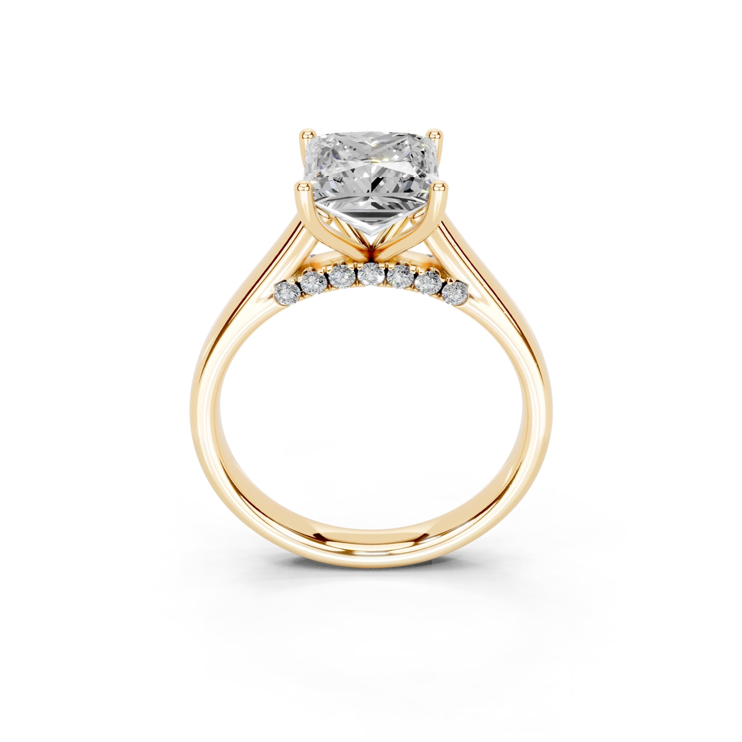 Princess Hidden Pavé Cathedral lab-grown diamond ring in yellow gold