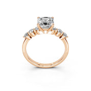 Asscher Scattered Side Stone lab-grown diamond ring in rose gold