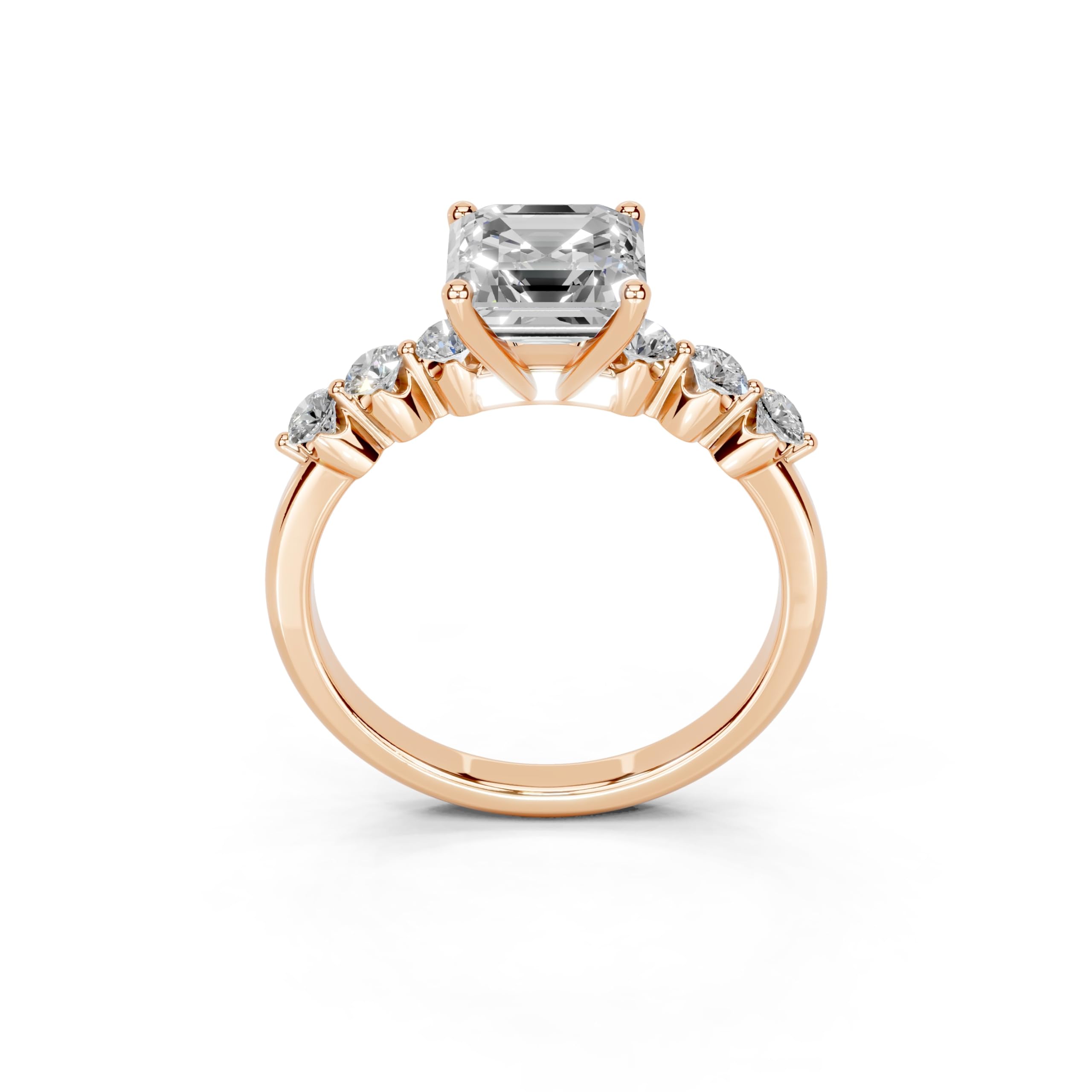 Asscher Scattered Side Stone lab-grown diamond ring in rose gold