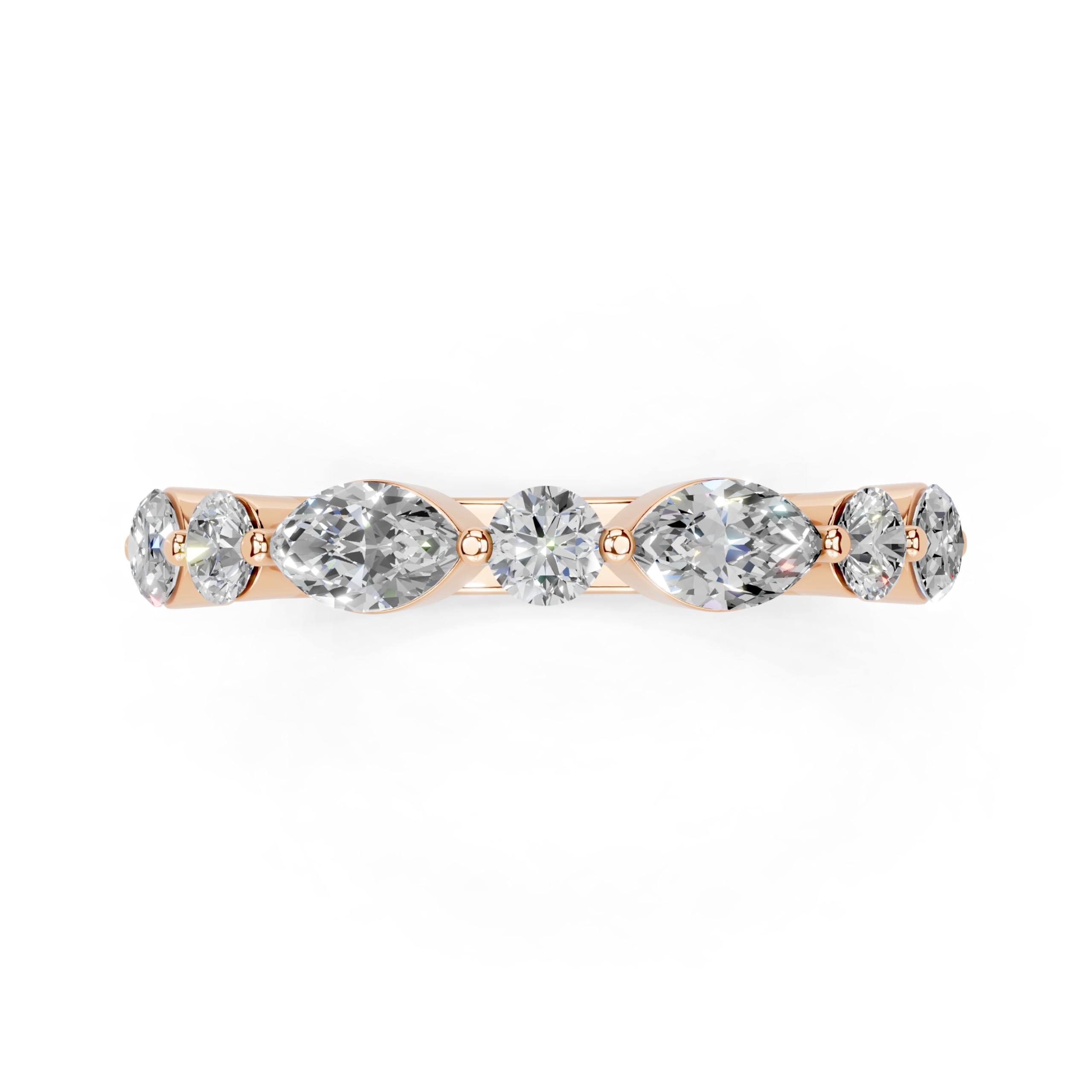 Marquise and Round Half Eternity Band lab-grown diamond band in rose gold