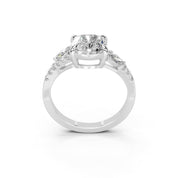 Cushion Marquise Side Stone Pavé lab-grown diamond ring in white gold / platinum