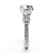 Round Filigree Vintage Solitaire lab-grown diamond ring in white gold / platinum