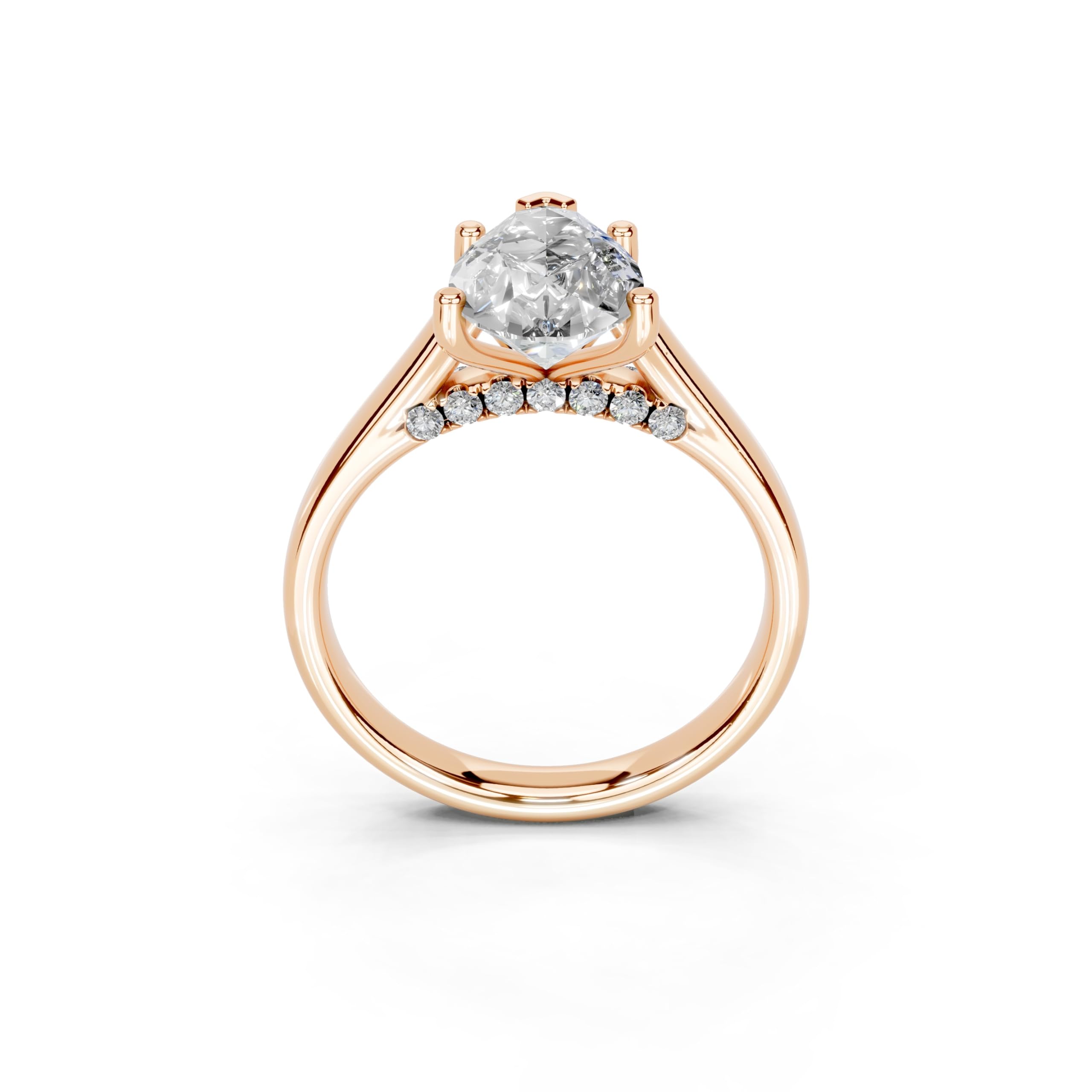 Pear Hidden Pavé Cathedral lab-grown diamond ring in rose gold