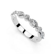 Marquise and Round Half Eternity Band lab-grown diamond band in white gold / platinum