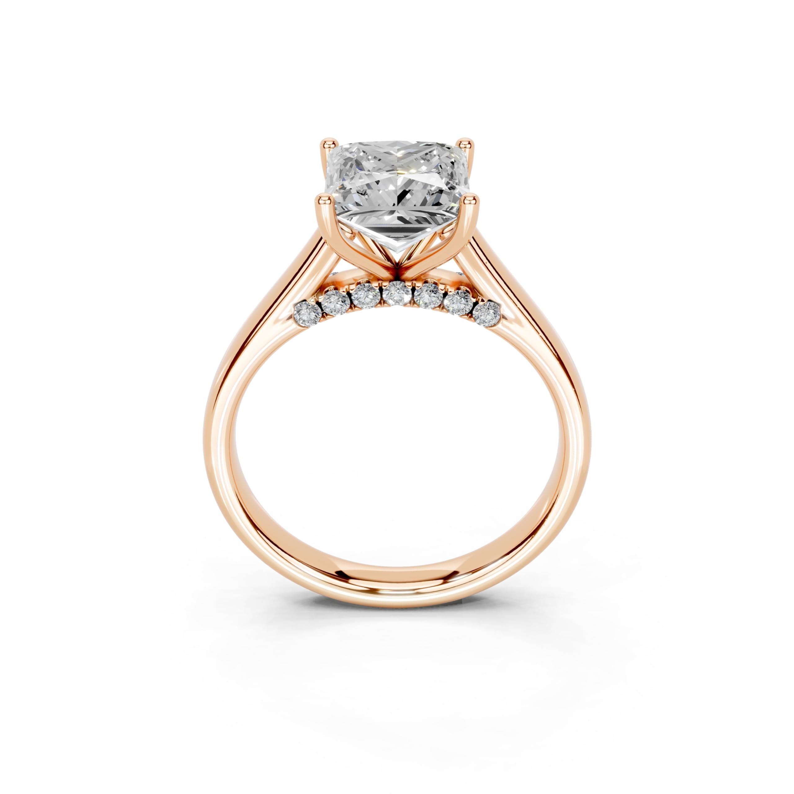 Princess Hidden Pavé Cathedral lab-grown diamond ring in rose gold