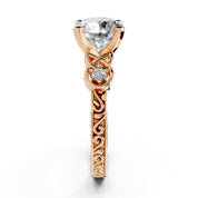 Round Filigree Vintage Solitaire lab-grown diamond ring in rose gold