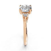 Cushion Petite Side Stone Solitaire lab-grown diamond ring in rose gold