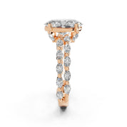 Oval Marquise Accent Band lab-grown diamond ring in rose gold