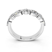 Marquise and Round Half Eternity Band lab-grown diamond band in white gold / platinum