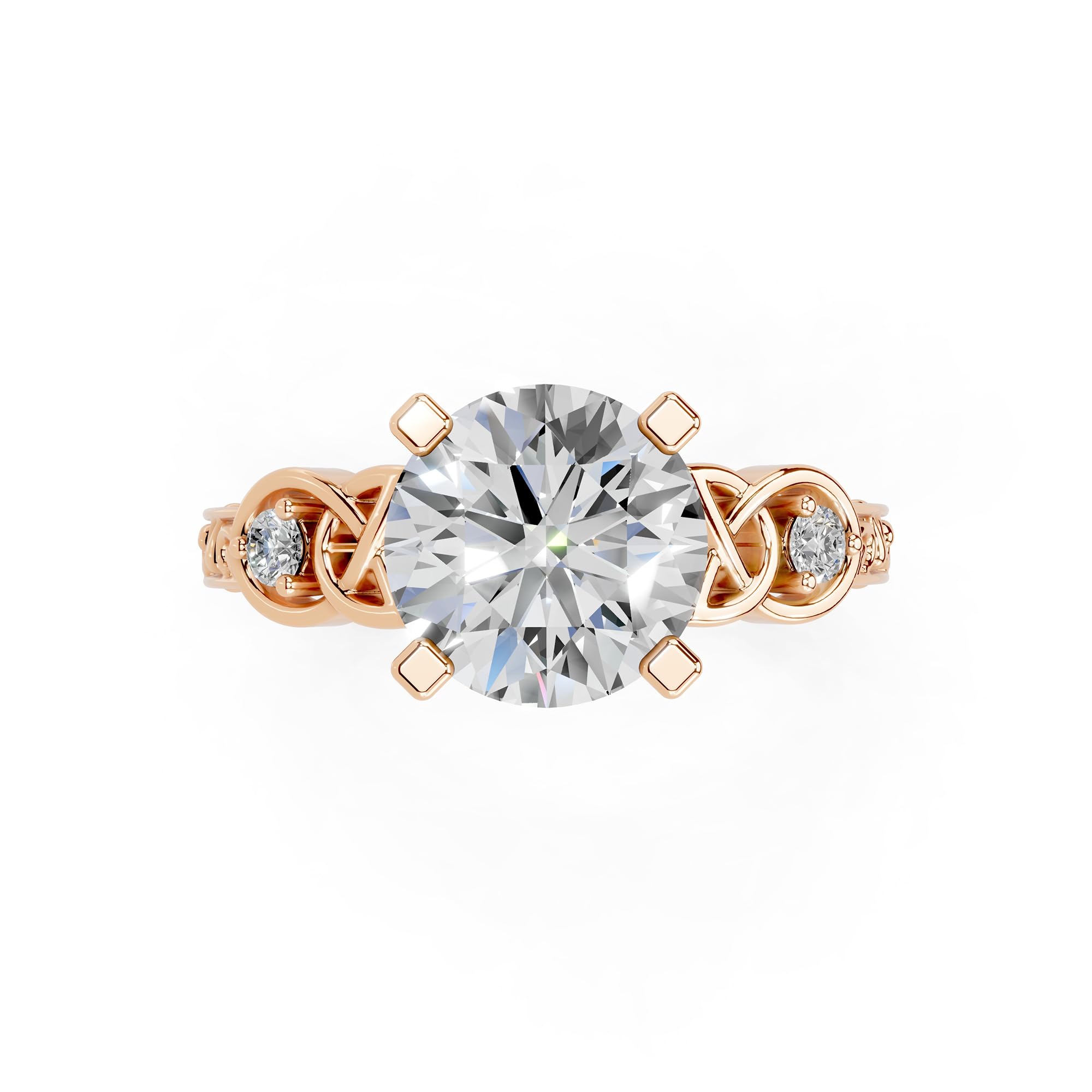 Round Filigree Vintage Solitaire lab-grown diamond ring in rose gold