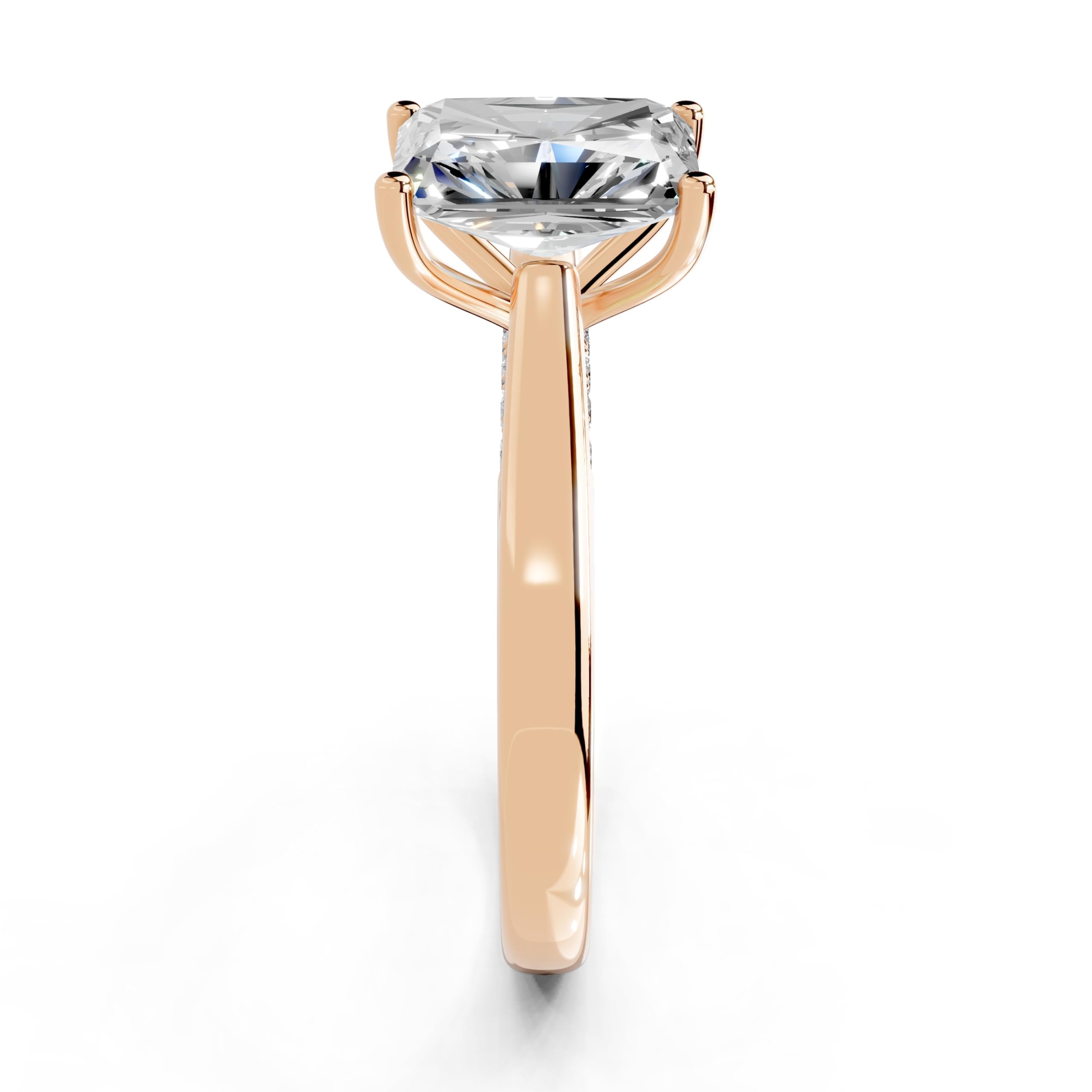 Radiant Hidden Pavé Cathedral lab-grown diamond ring in rose gold