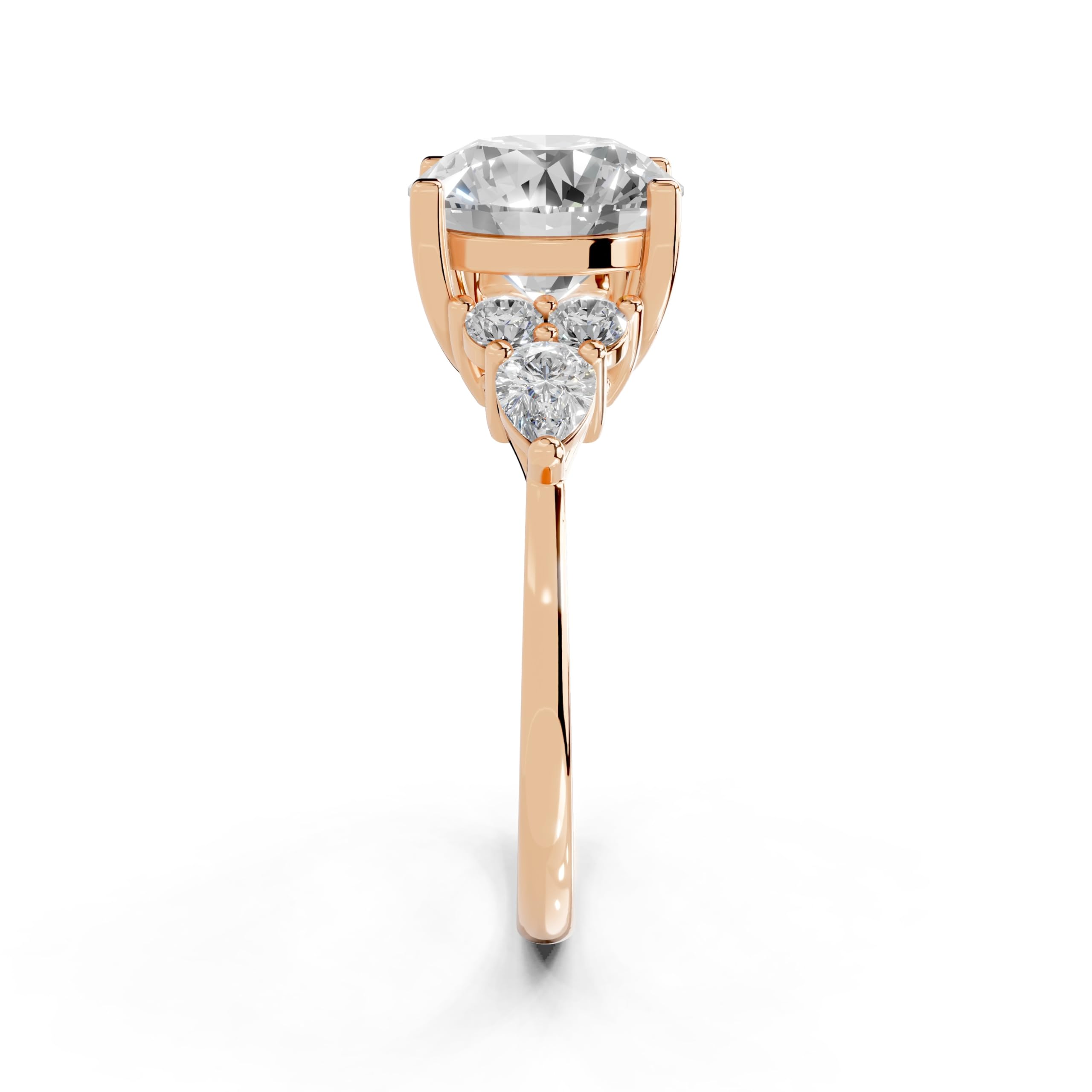 Round Pear Cluster Side Stone lab-grown diamond ring in rose gold