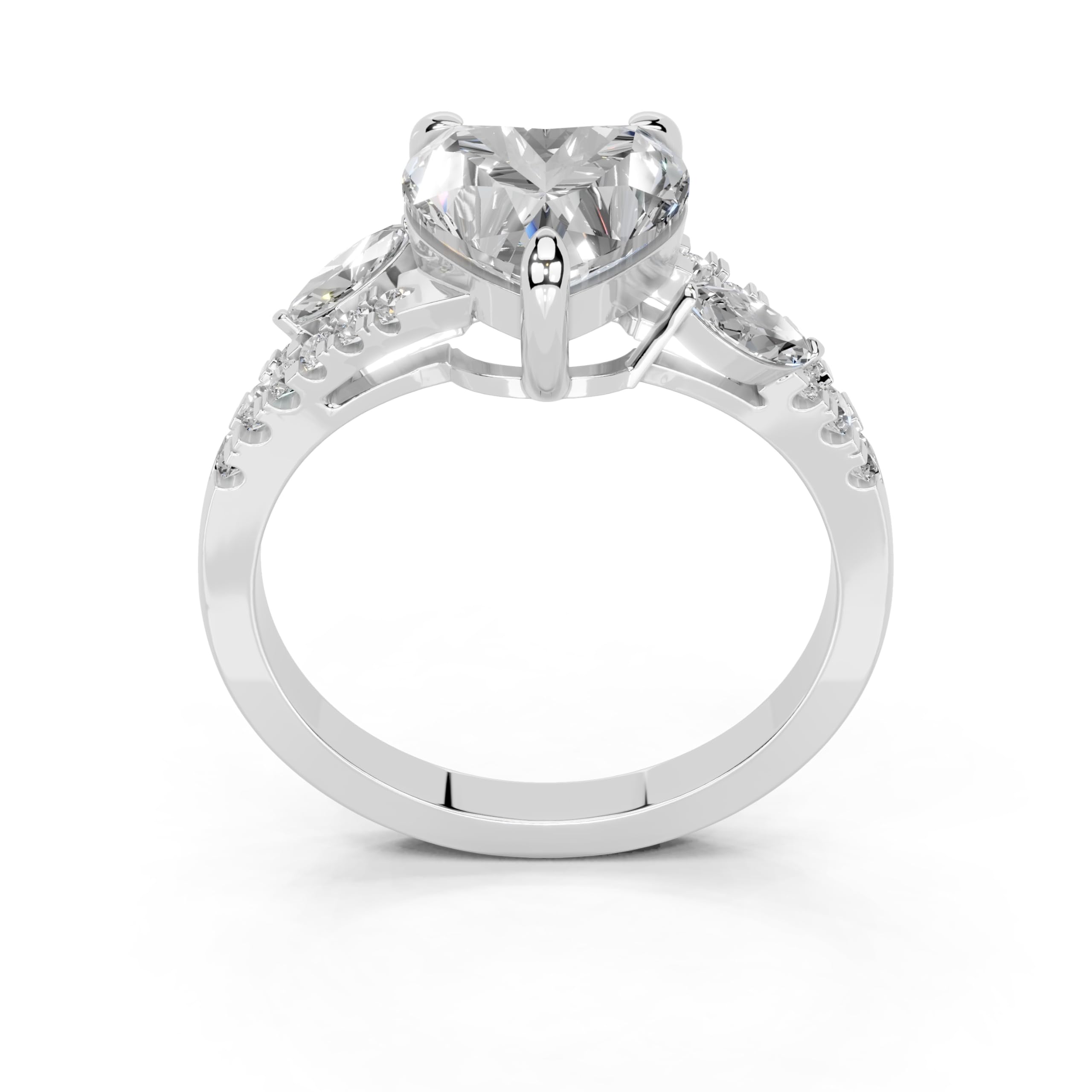 Heart Marquise Side Stone Pavé lab-grown diamond ring in rose gold