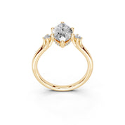 Marquise Petite Side Stone Solitaire lab-grown diamond ring in yellow gold