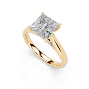 Princess Hidden Pavé Cathedral lab-grown diamond ring in yellow gold