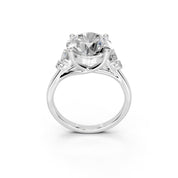Round Marquise Cluster Side Stone lab-grown diamond ring in white gold / platinum