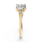 Cushion Petite Side Stone Solitaire lab-grown diamond ring in yellow gold