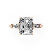 Radiant Tapered Baguette Three-Stone lab-grown diamond ring in rose gold