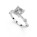 Asscher Solitaire with Minimal Side Stones Lab-Grown Diamond Engagement Ring
