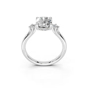 Cushion Petite Side Stone Solitaire lab-grown diamond ring in white gold / platinum