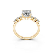 Asscher Scattered Side Stone lab-grown diamond ring in yellow gold