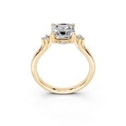 Asscher Petite Side Stone Solitaire lab-grown diamond ring in yellow gold