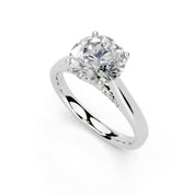 Round Hidden Pavé Cathedral lab-grown diamond ring in white gold / platinum
