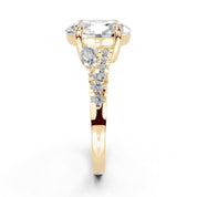 Oval Marquise Side Stone Pavé lab-grown diamond ring in yellow gold