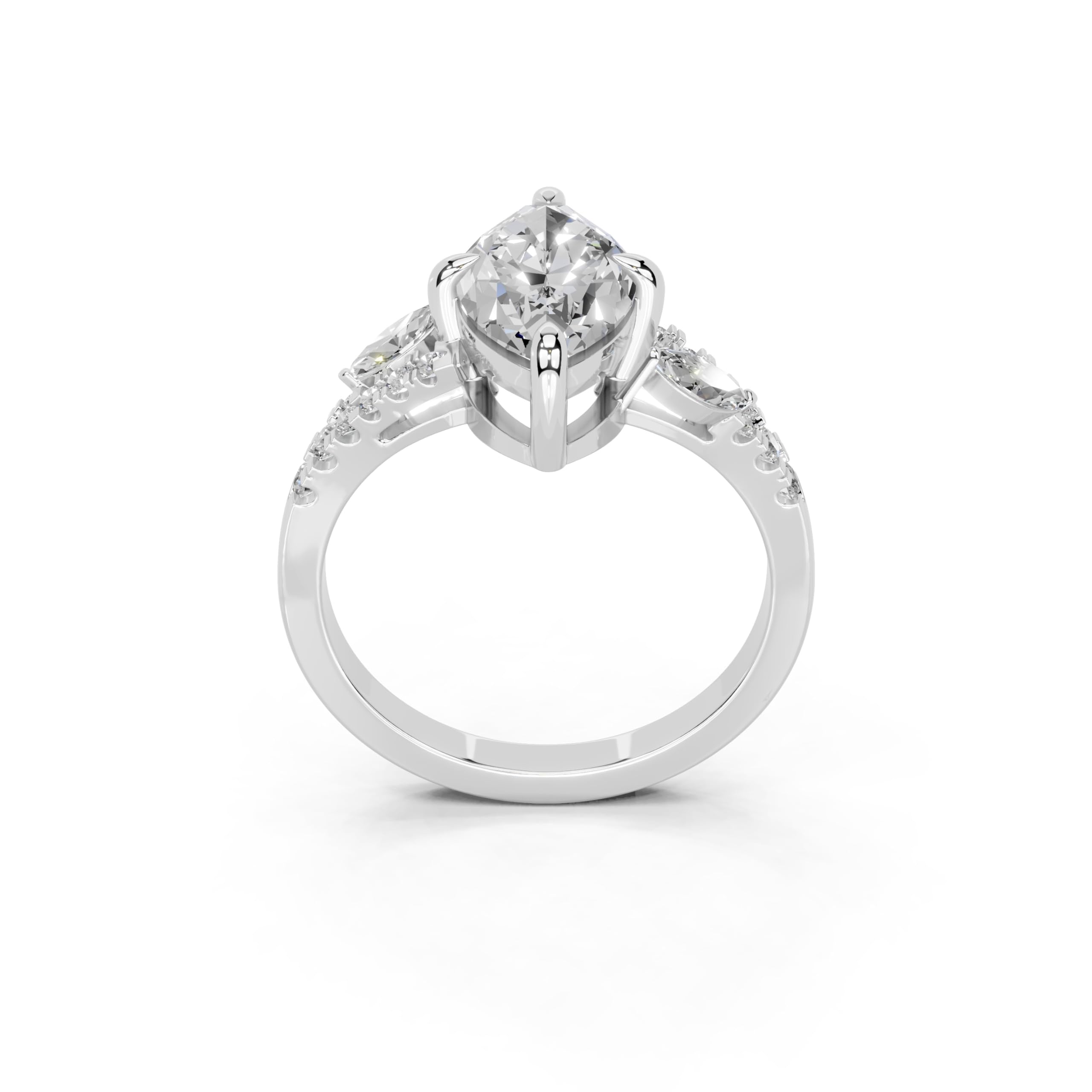 Marquise Marquise Side Stone Pavé lab-grown diamond ring in white gold / platinum
