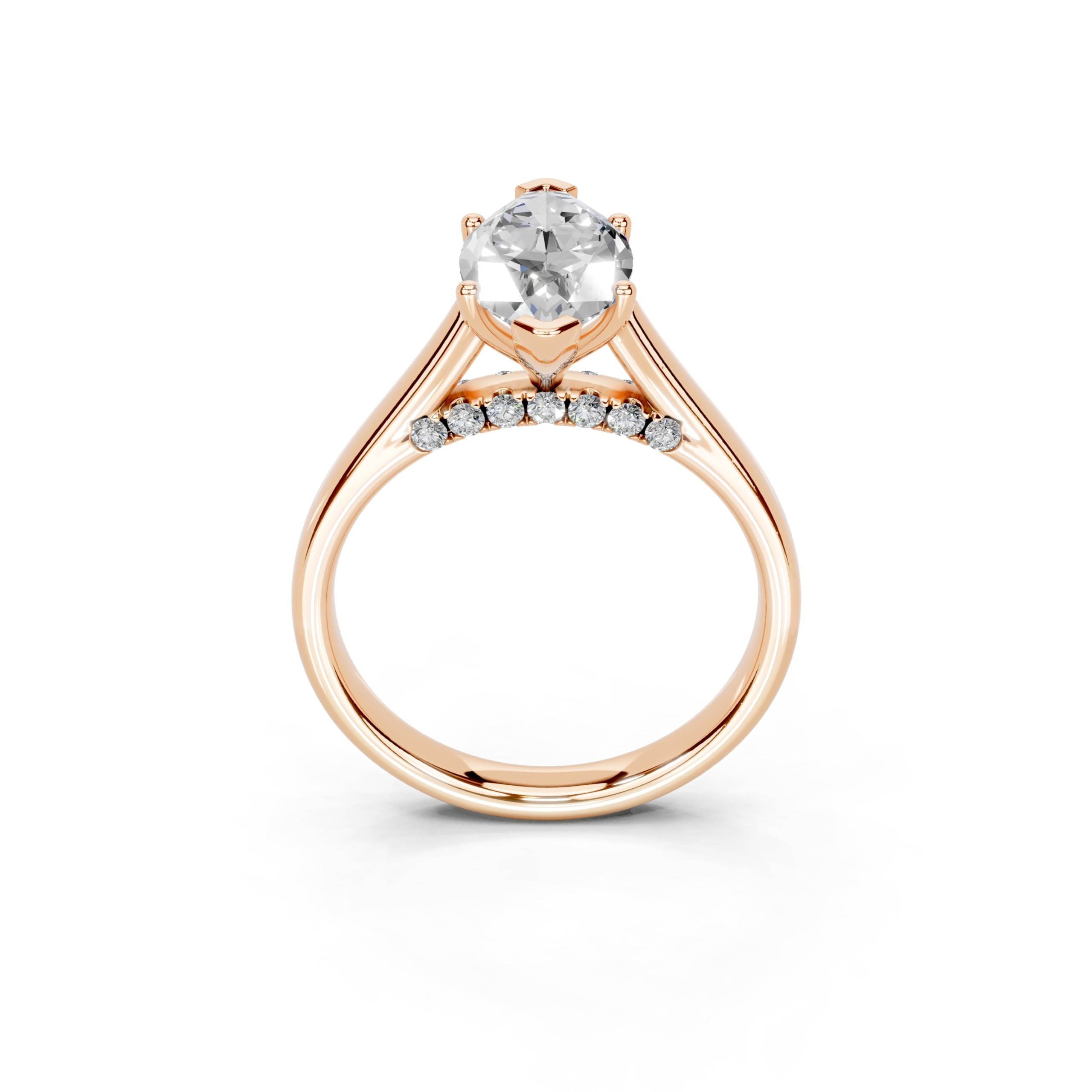 Marquise Hidden Pavé Cathedral lab-grown diamond ring in rose gold