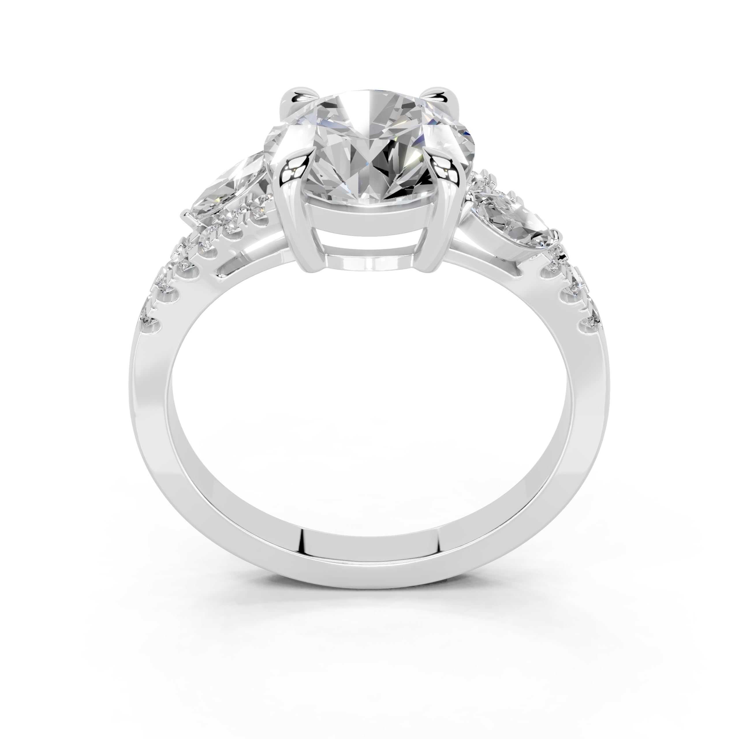 Round Marquise Side Stone Pavé lab-grown diamond ring in rose gold