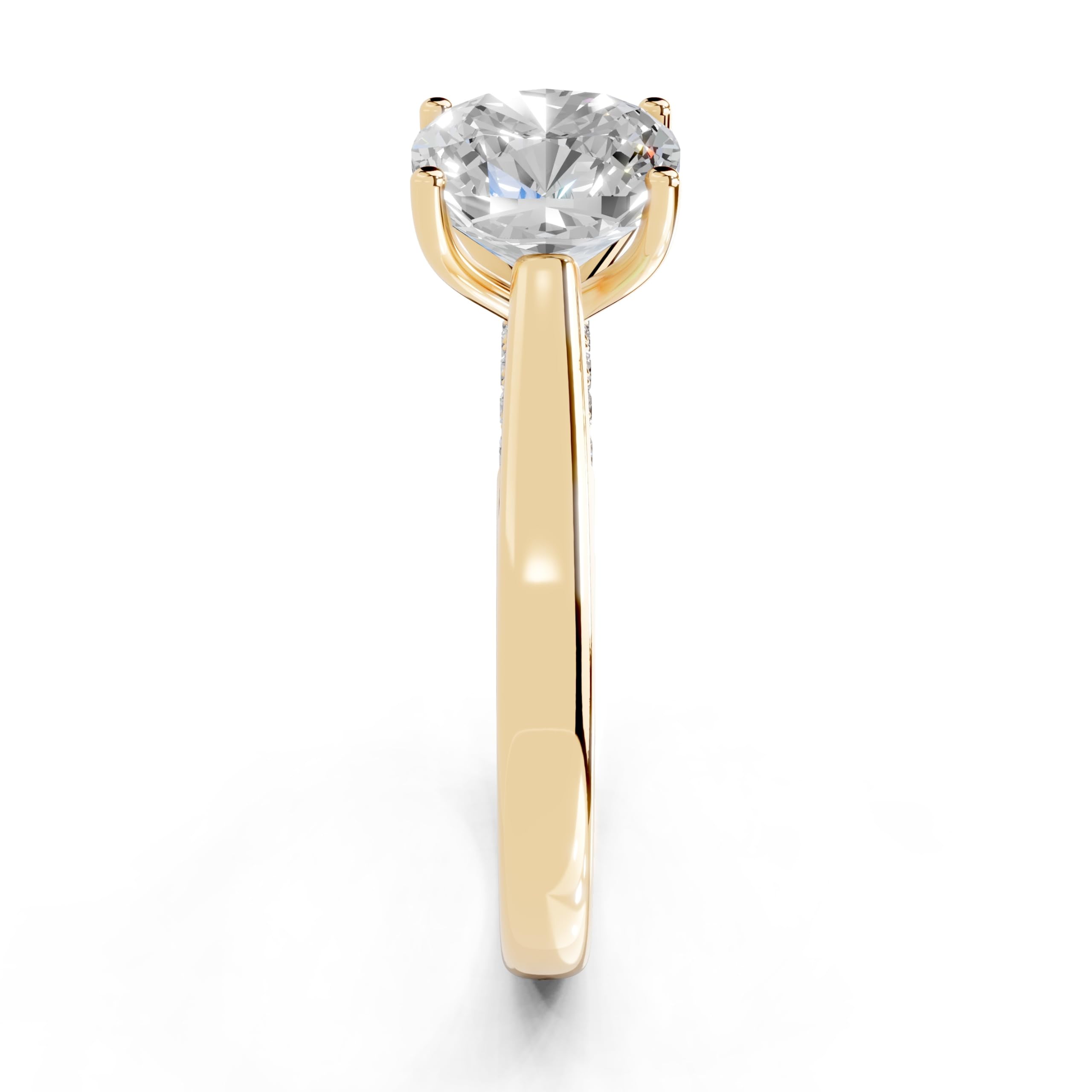 Cushion Hidden Pavé Cathedral lab-grown diamond ring in yellow gold