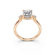 Emerald Petite Side Stone Solitaire lab-grown diamond ring in rose gold