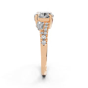 Cushion Marquise Side Stone Pavé lab-grown diamond ring in rose gold