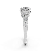 Cushion Marquise Side Stone Pavé lab-grown diamond ring in white gold / platinum